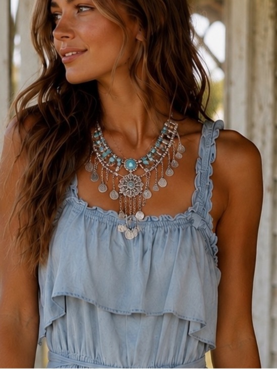 Jewelry - Handmade Boho Gypsy Coin Belt / Statement Necklace • Santa Barbara Antique Find